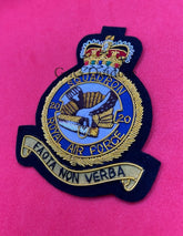 Royal Air Force 20 Squadron Blazer Badge RAF Hand Embroidered Bullion Wire Badge